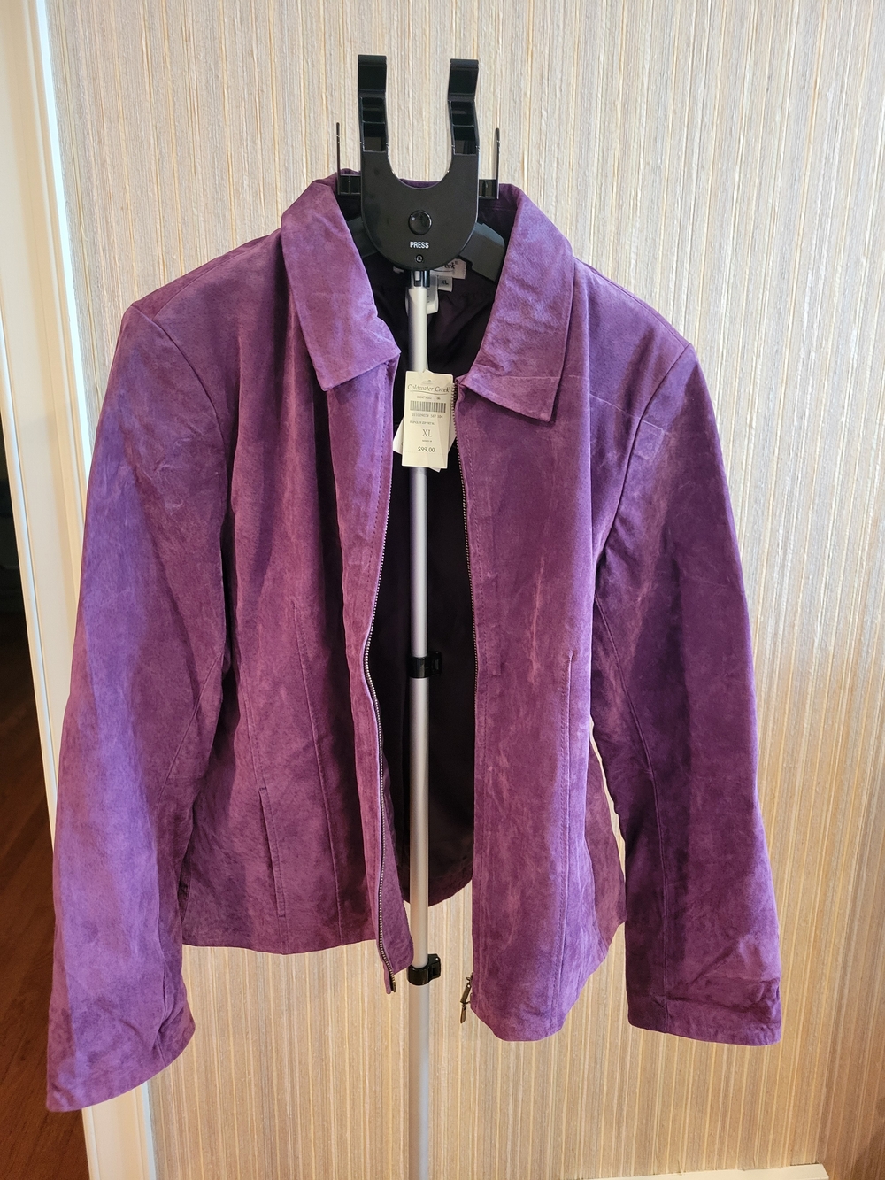 Coldwater Creek Purple Suede Lined Zip-Front Jacket NWT XL